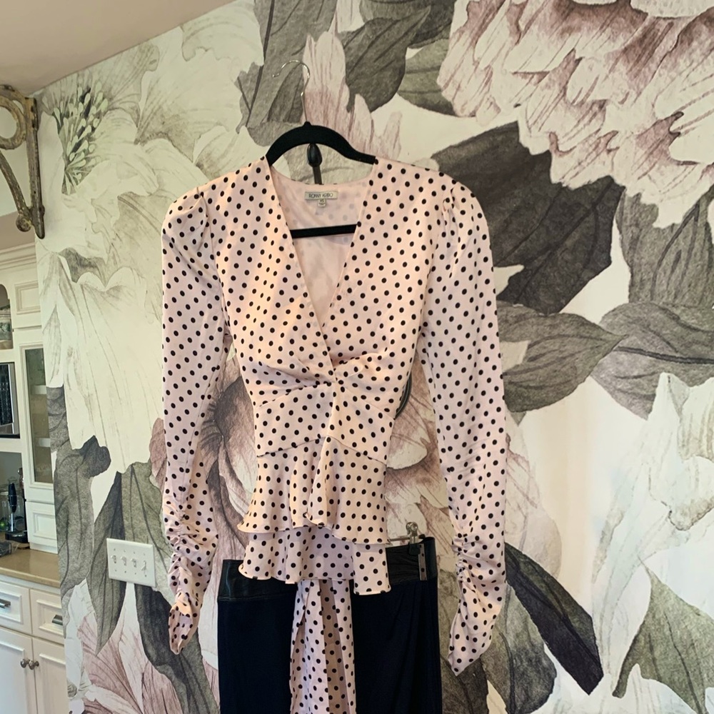 Ronny Kobo Blush Polka Dot Blouse